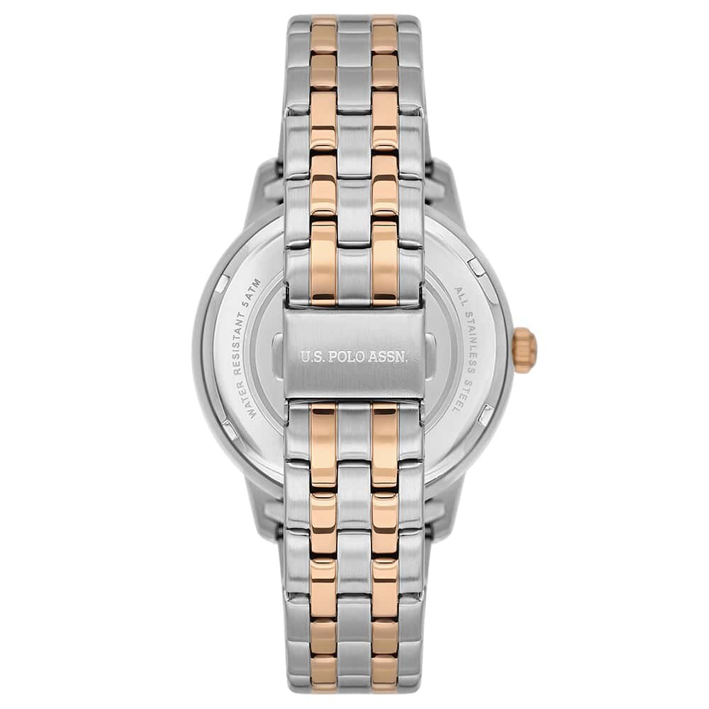 U.S. Polo Metallic Gray Dial Two-Tone Bracelet Men's Watch