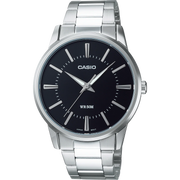 Casio Men's Analog Watch – Black Dial & Silver Stainless Steel Bracelet