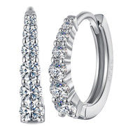 حلق فضة عيار 925 دائري بفصوص زركون لامعة