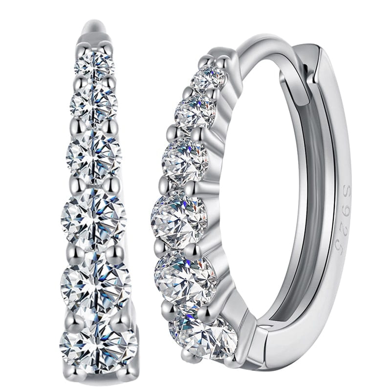 حلق فضة عيار 925 دائري بفصوص زركون لامعة