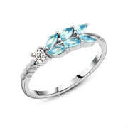  925 Silver Ring with Branch and Shiny Leaves Design