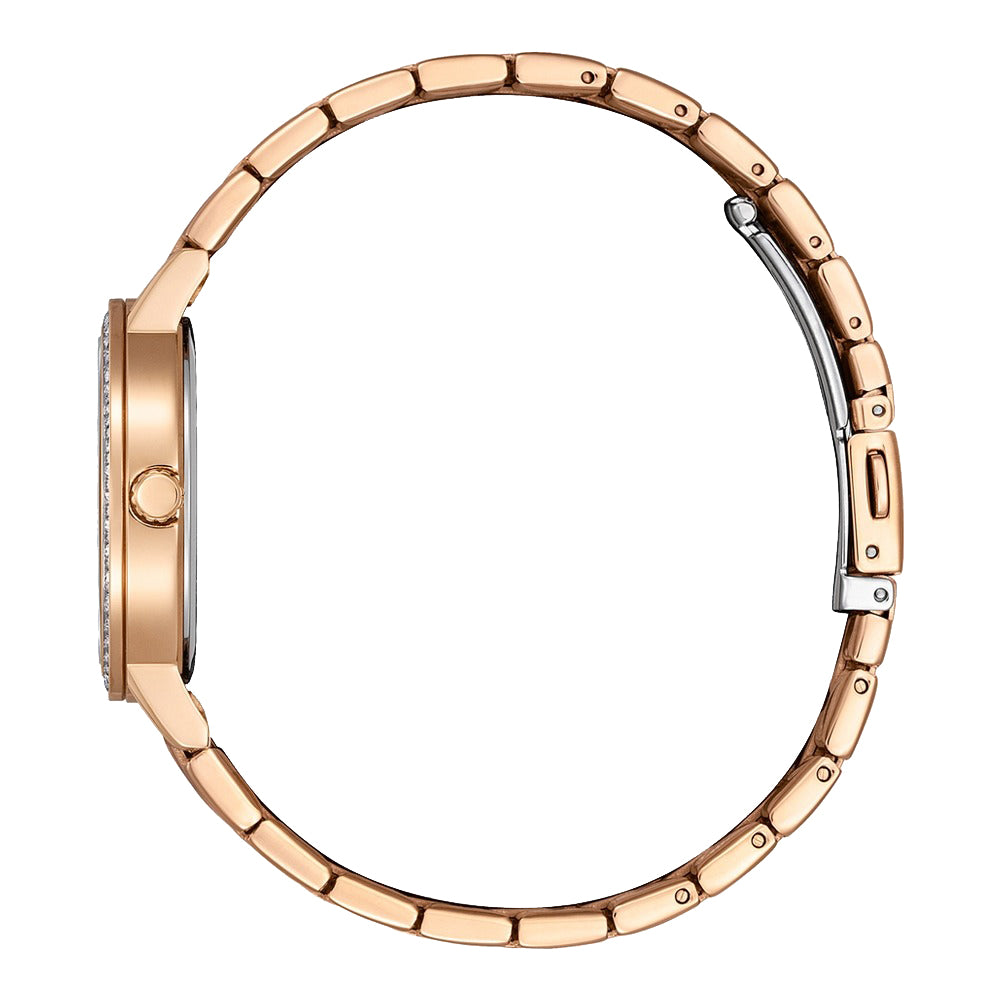 ساعة سيتيزن كوارتز للنساء بسوار من الستانلس ستيل بلون ذهبي وردي وميناء صدفي EL3108-53D