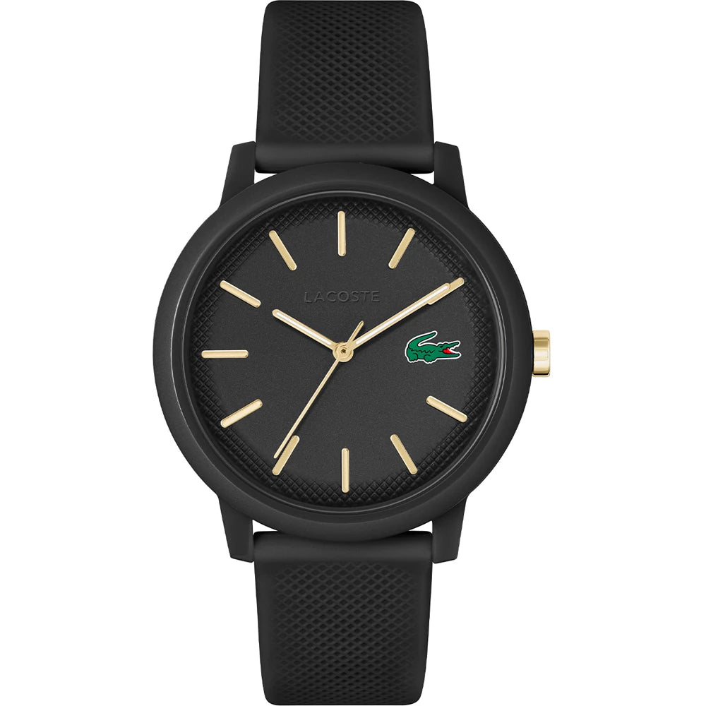 Lacoste Men's Quartz Silicone Black Dial Black Resin Strap Watch - 2011233