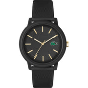 Lacoste Men's Quartz Silicone Black Dial Black Resin Strap Watch - 2011233