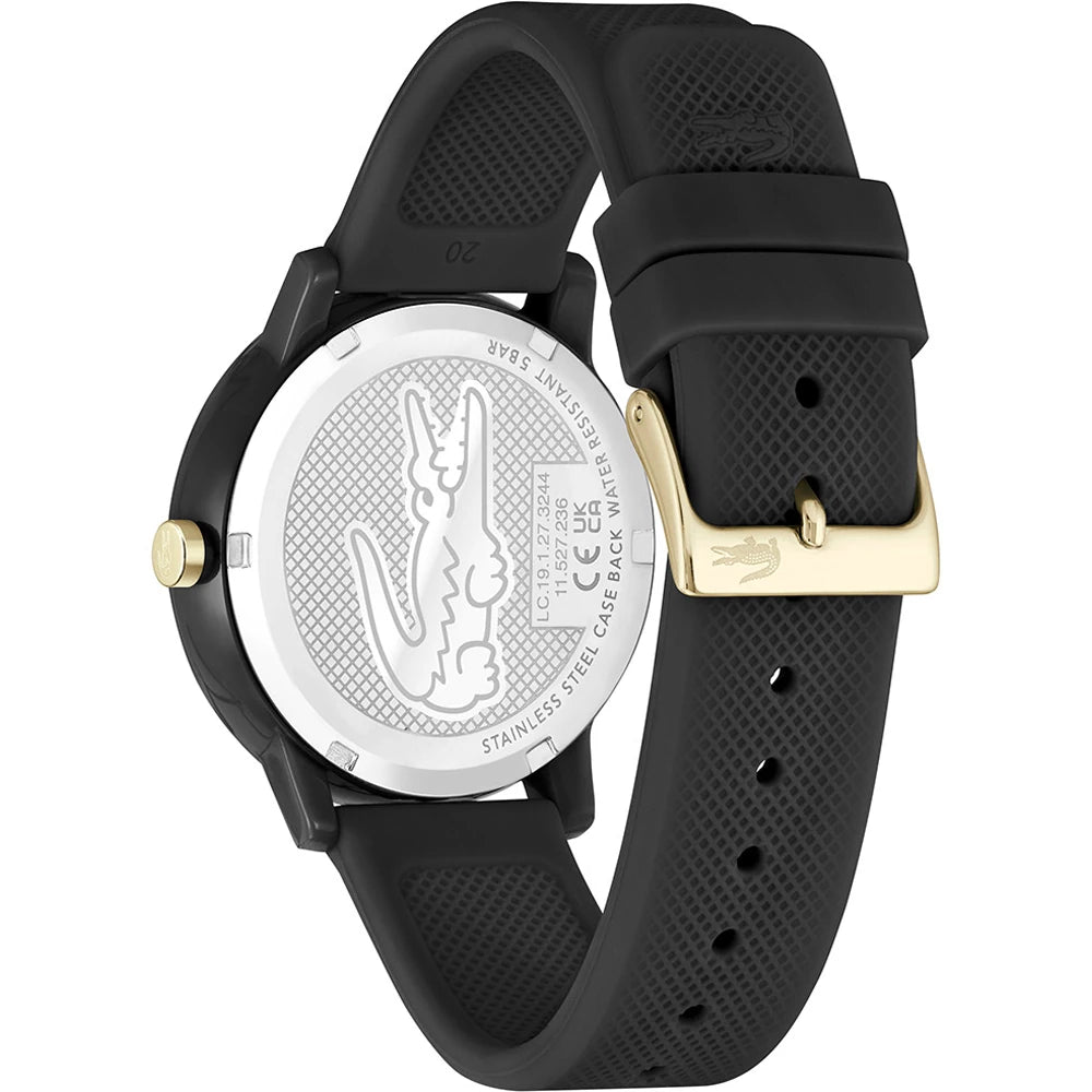 Lacoste Men's Quartz Silicone Black Dial Black Resin Strap Watch - 2011233