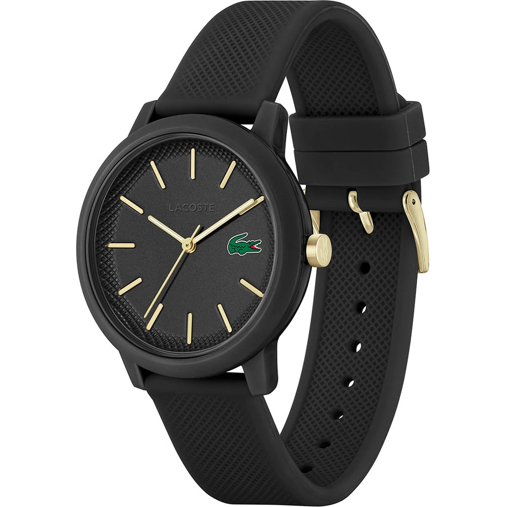 Lacoste Men's Quartz Silicone Black Dial Black Resin Strap Watch - 2011233