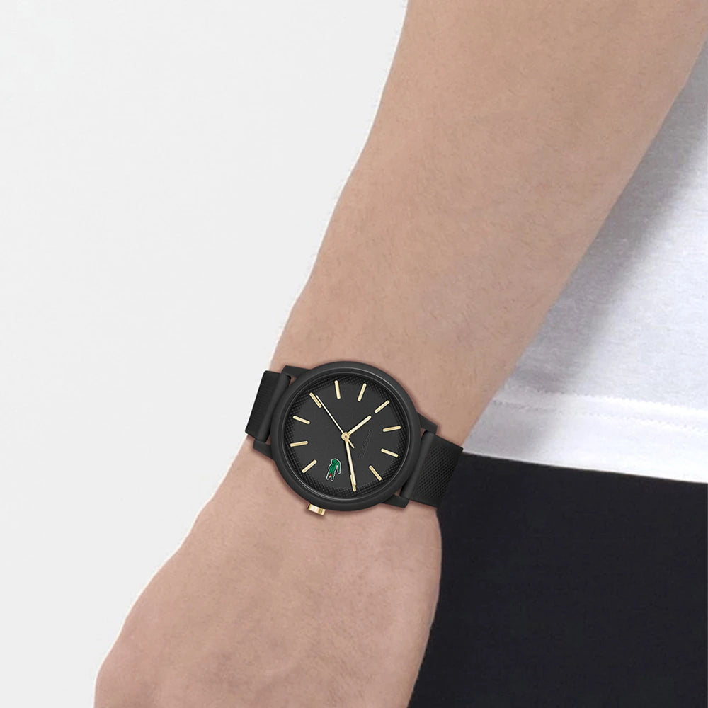 Lacoste Men's Quartz Silicone Black Dial Black Resin Strap Watch - 2011233