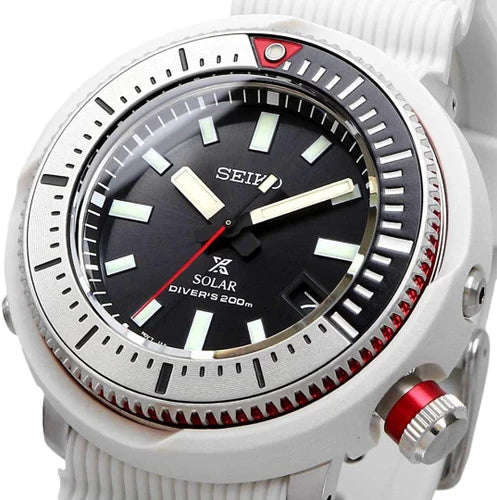 Seiko Prospex Black Dial White Silicone Strap Men's Watch