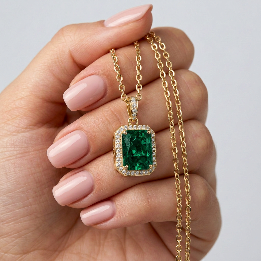 Gold-Plated Emerald Necklace