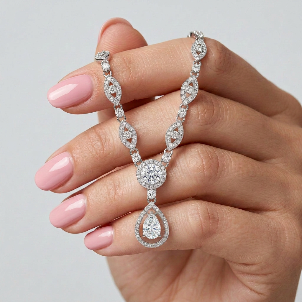 925 Silver Double Teardrop Necklace