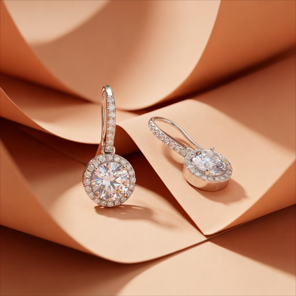 925 Silver Delicate Earrings Fully Encrusted with Small Stones