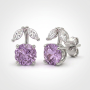 Purple Cherry Stud Earrings