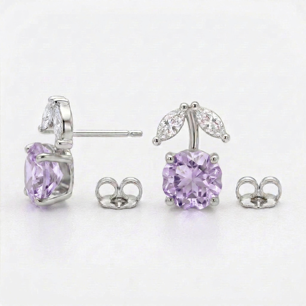 Purple Cherry Stud Earrings