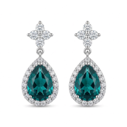 925 Silver Petrol Blue Teardrop Earrings with Zircon