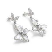925 Silver Shimmering Butterfly Earrings with Natural Mother-of-Pearl Stone