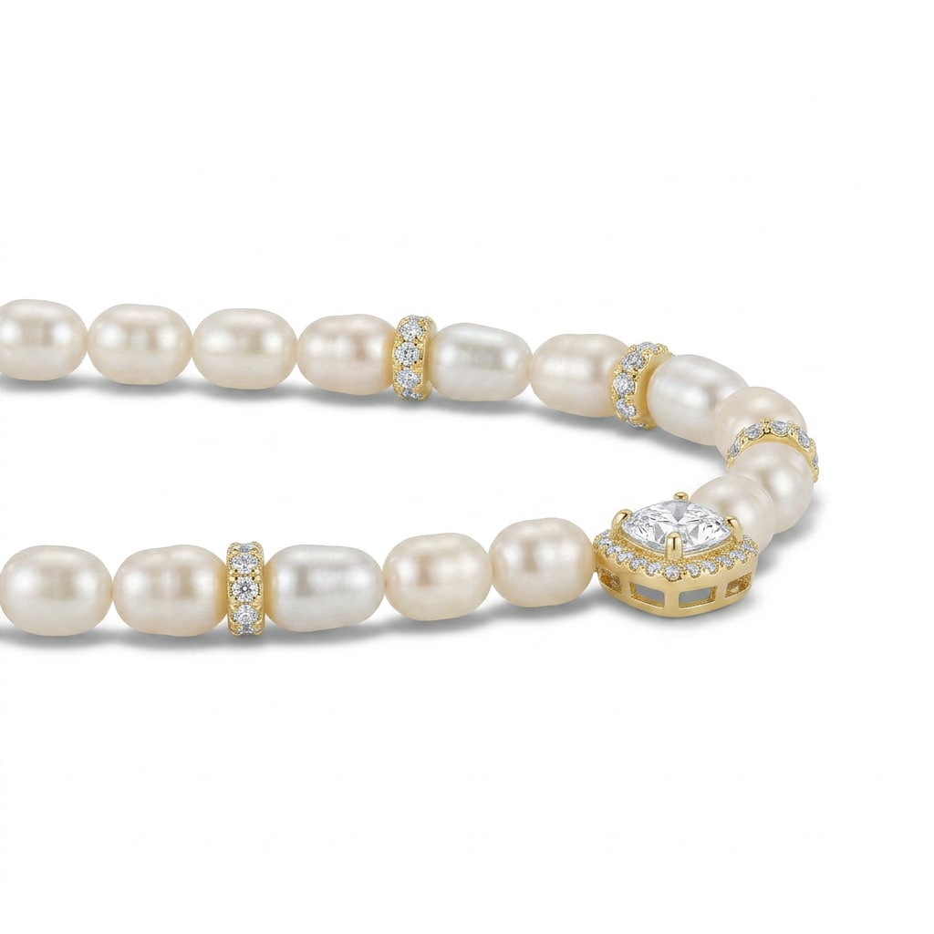 925 Silver Elegant Pearl Necklace – Gold Plated