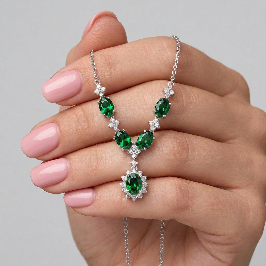 925 Silver Luxury Green Necklace