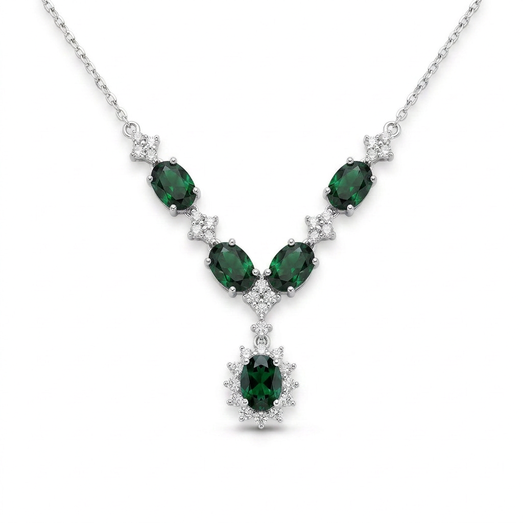 925 Silver Luxury Green Necklace