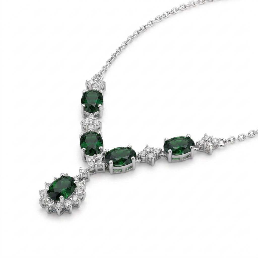 925 Silver Luxury Green Necklace