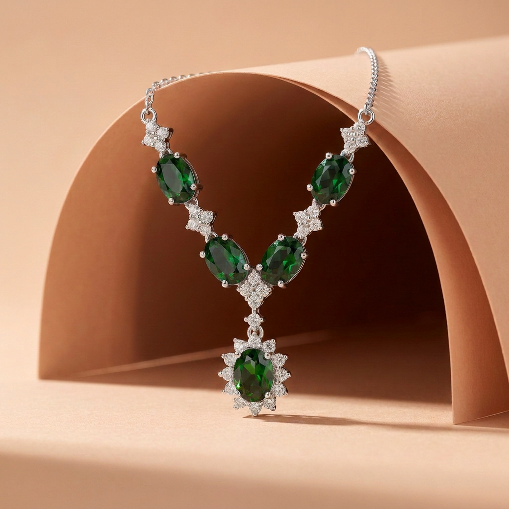 925 Silver Luxury Green Necklace