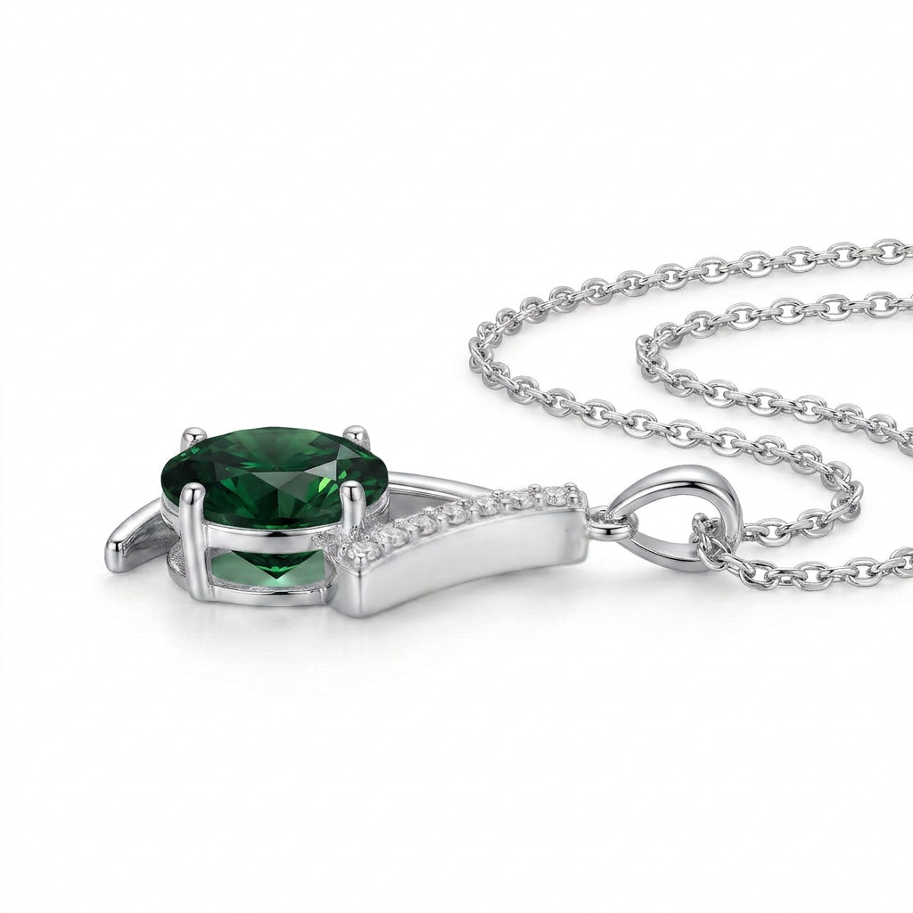 925 Silver Royal Green Teardrop Necklace