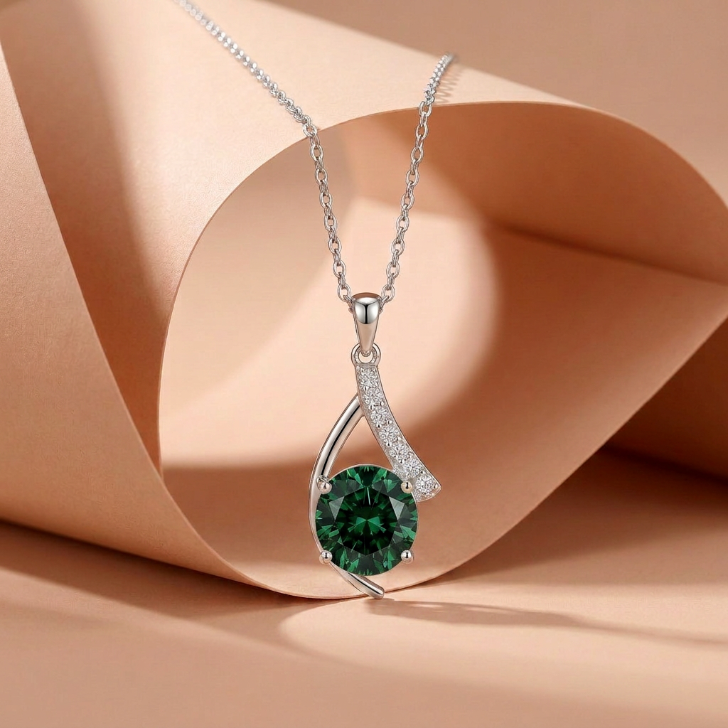 925 Silver Royal Green Teardrop Necklace