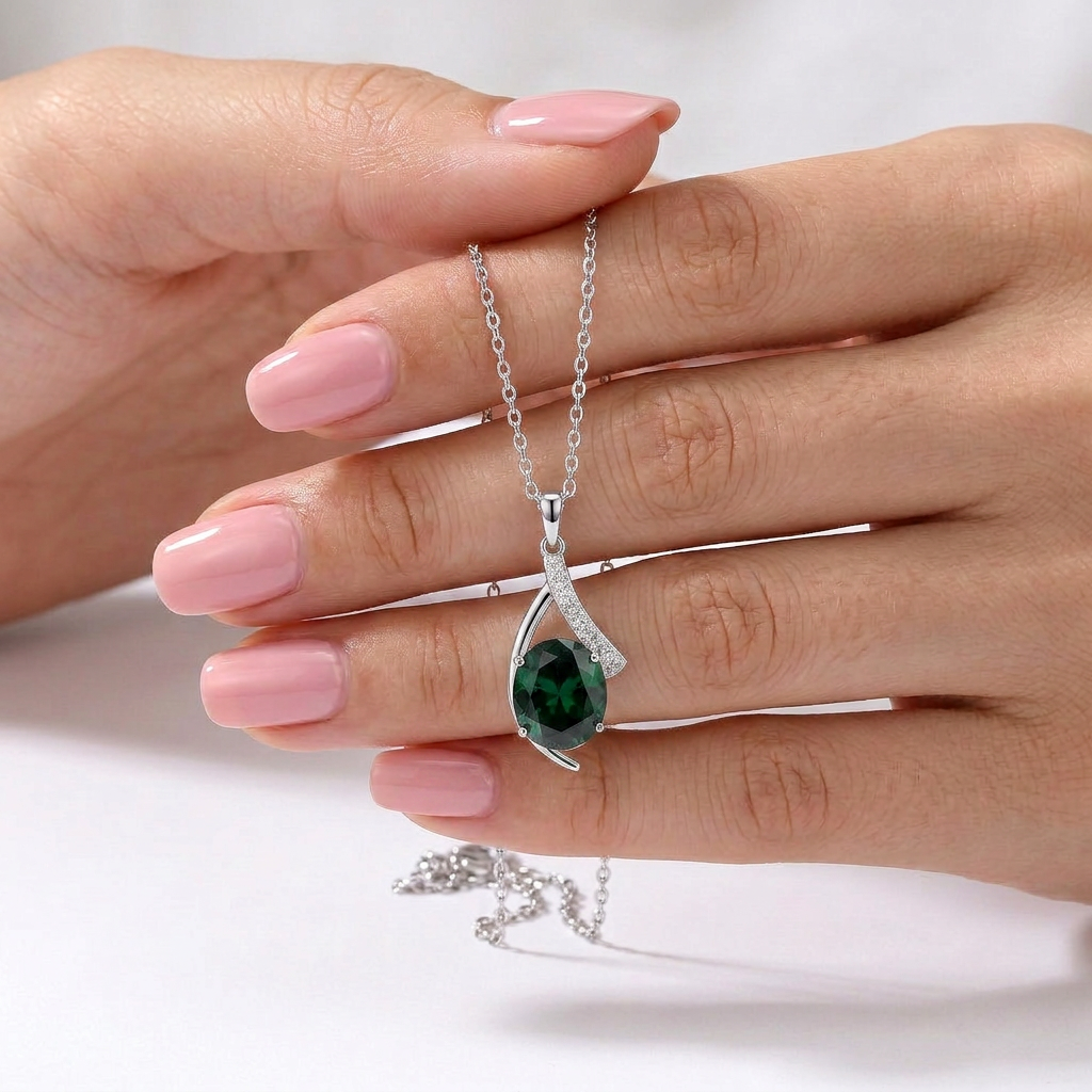 925 Silver Royal Green Teardrop Necklace