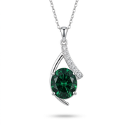 925 Silver Royal Green Teardrop Necklace
