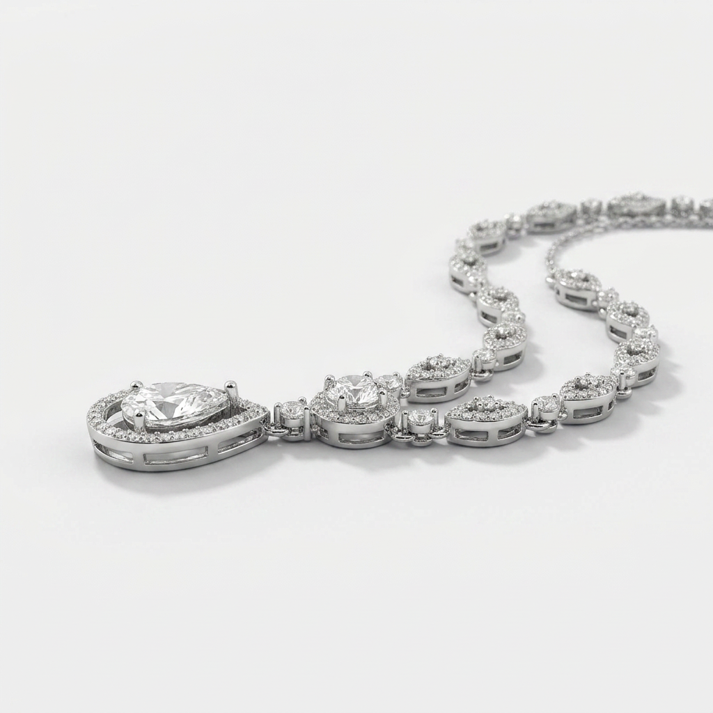 925 Silver Double Teardrop Necklace