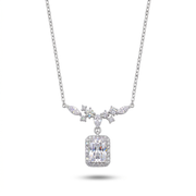 925 Silver Delicate Necklace with a Dangling Rectangular Stone