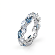 925 Silver Ring Adorned with Sparkling Blue Stones