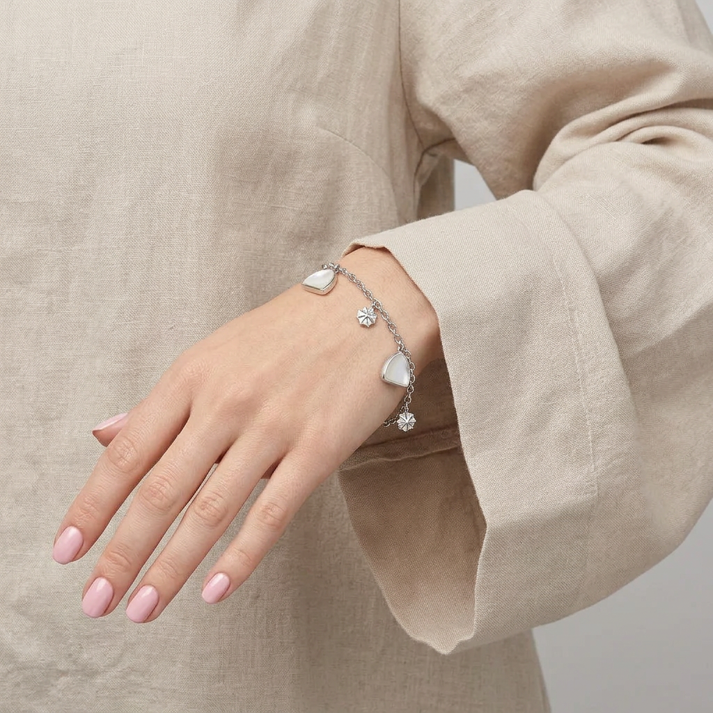 925 Silver Stars & Mother of Pearl Bracelet