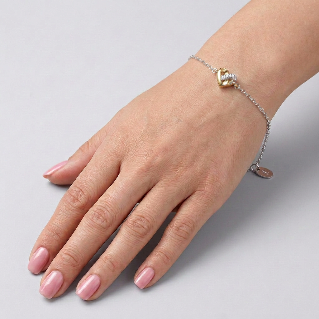 925 Silver Interlocking Heart Bracelet