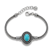 925 Silver Bracelet with Oval Turquoise Stone