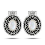 925 Silver Oval Pearl Earrings with an Elegant Design