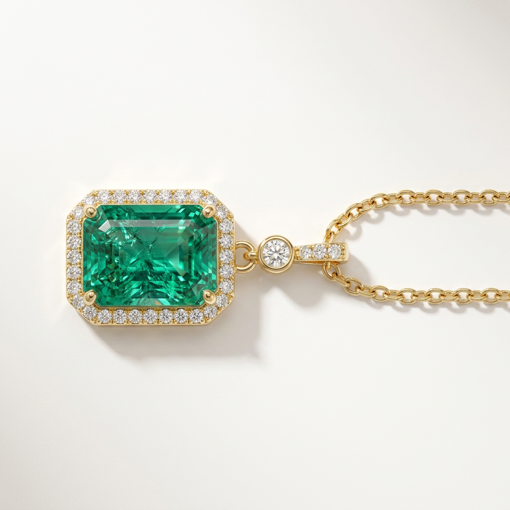 Gold-Plated Emerald Necklace