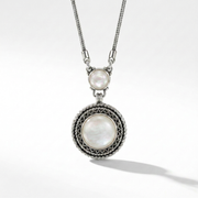 925 Silver Necklace with Round Mother of Pearl Stone