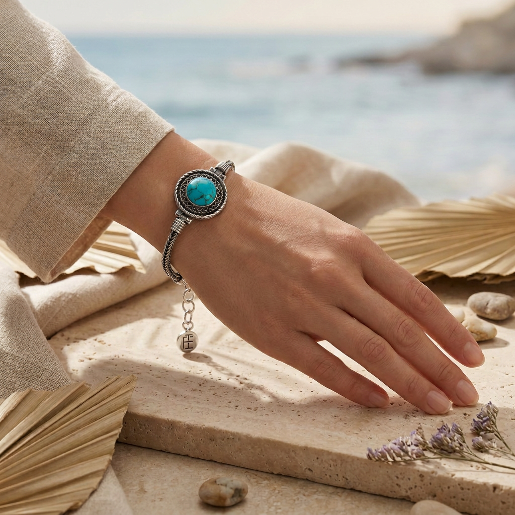 925 Silver Turquoise Bracelet with a Heritage Design