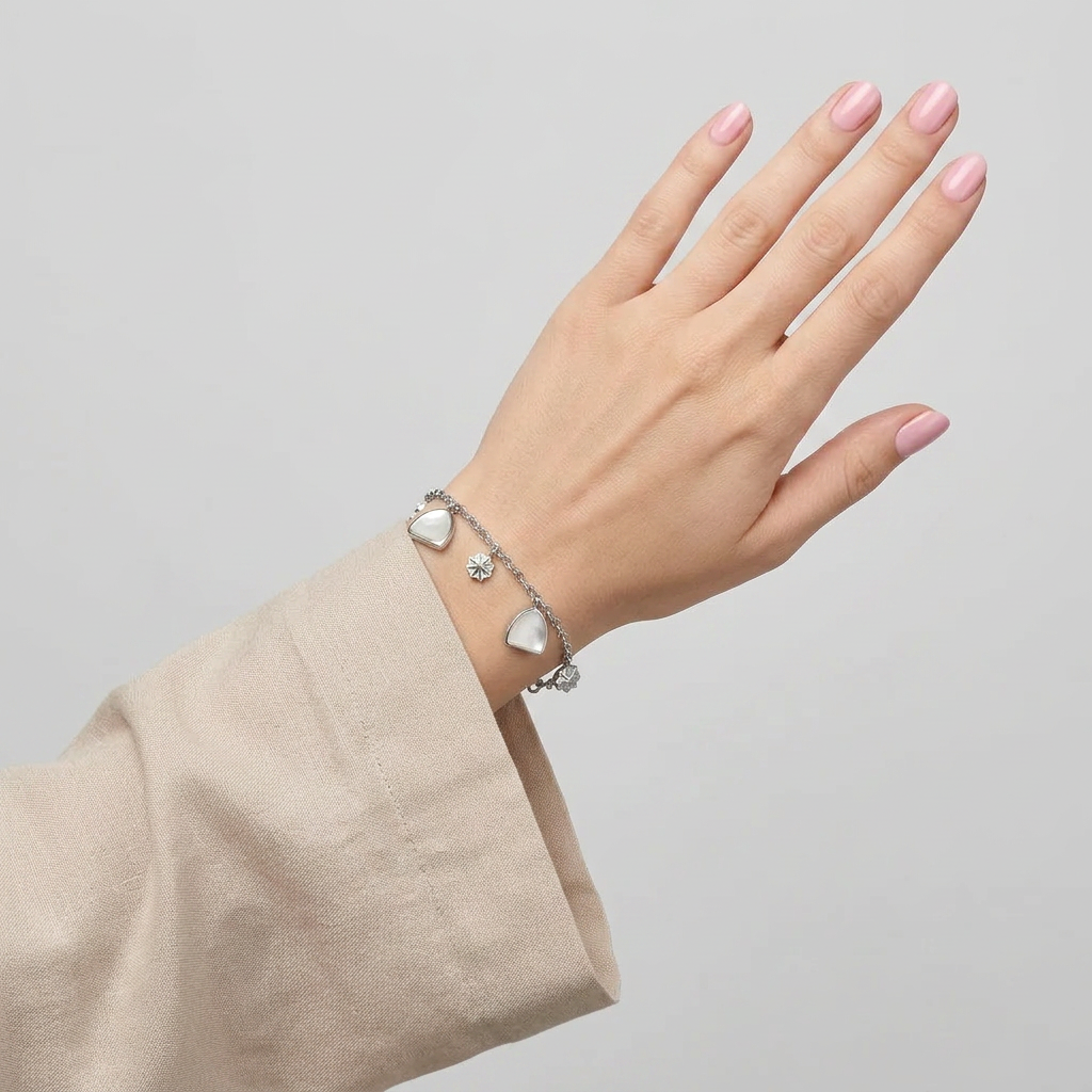 925 Silver Stars & Mother of Pearl Bracelet