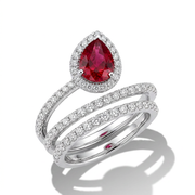 925 Silver Ring with a Luxurious Red Stone and a Triple-Layer Design