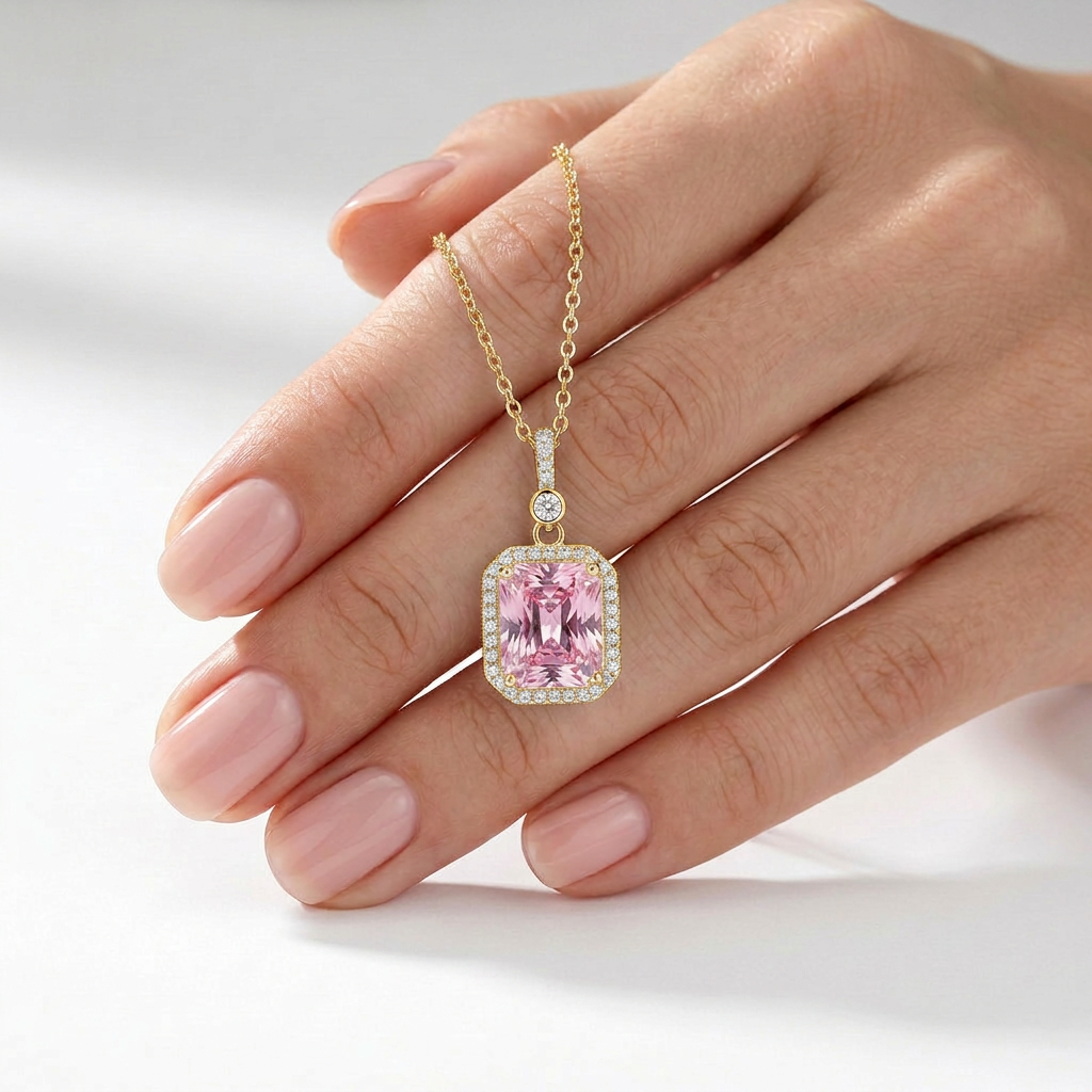 Gold-Plated Pink Halo Necklace