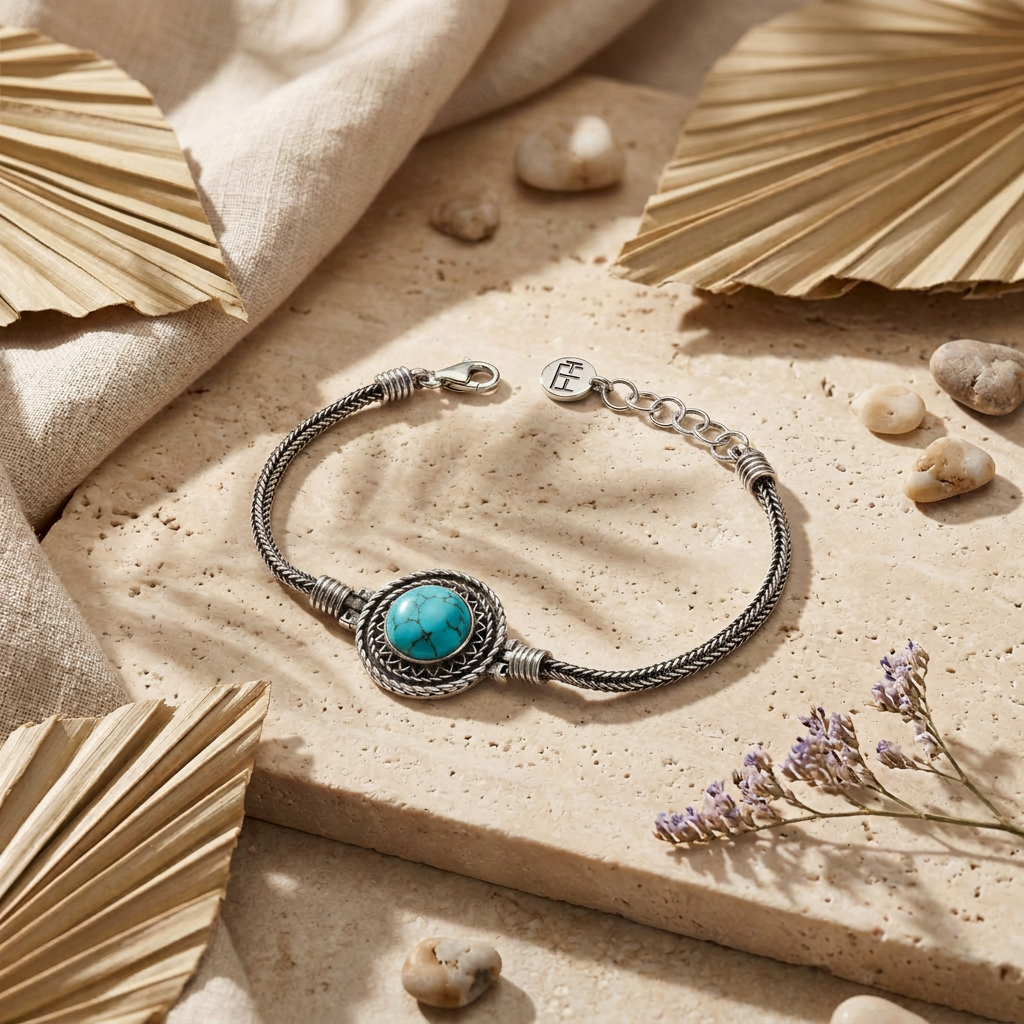 925 Silver Turquoise Bracelet with a Heritage Design