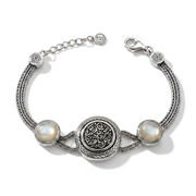 Egyptian 925 Silver Engraved with
"Be Patient for the Decision of Your Lord, for You Are in Our Sight" with Mother of Pearl Bracelet 