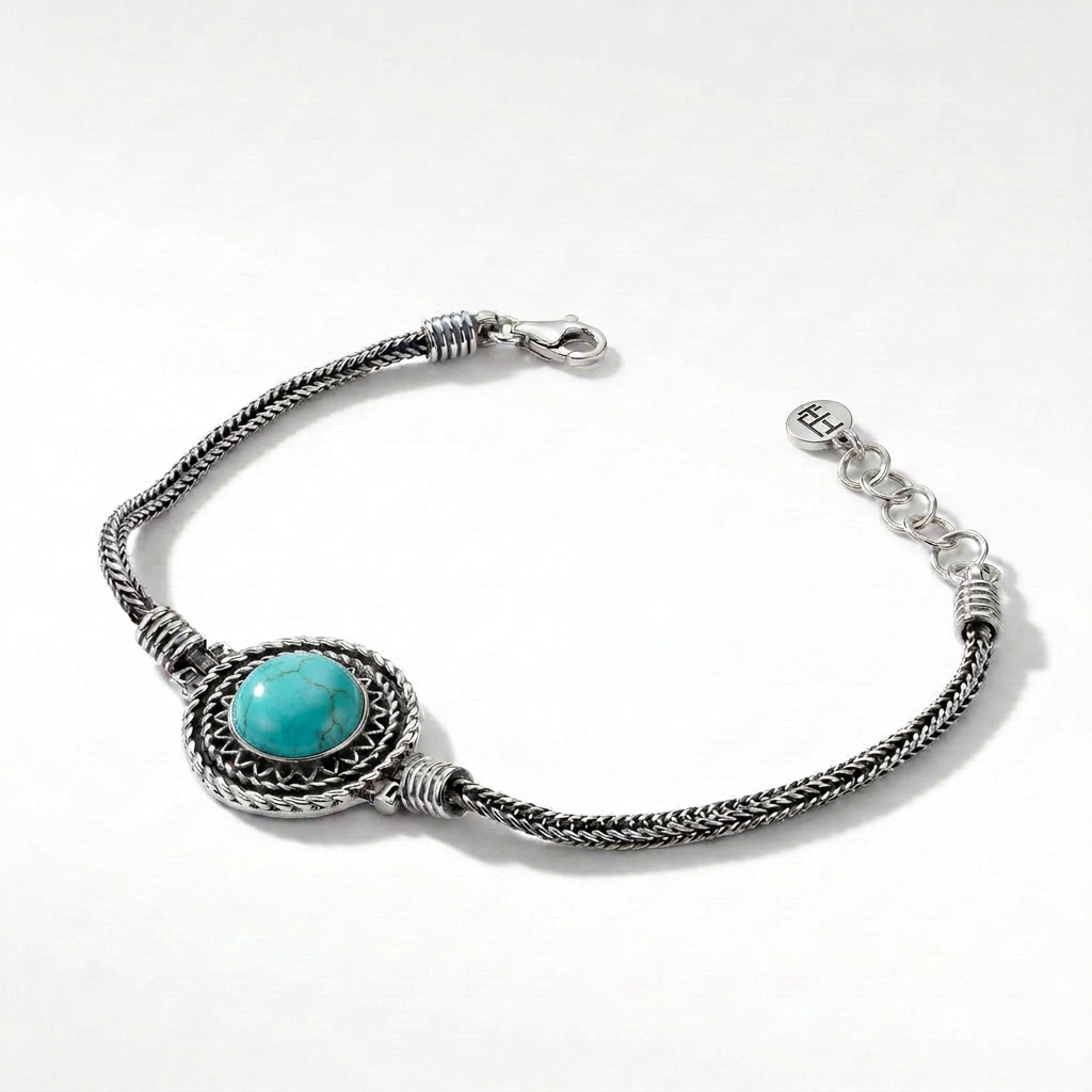925 Silver Turquoise Bracelet with a Heritage Design