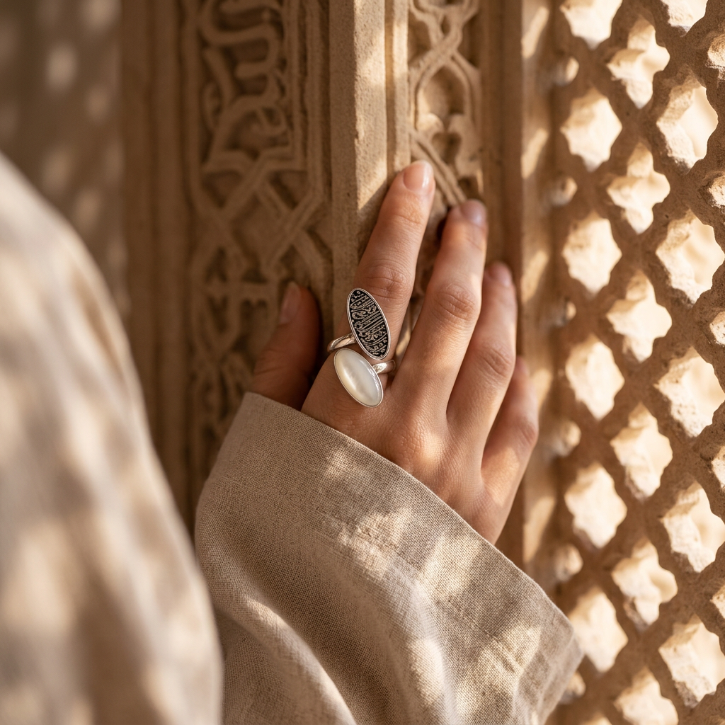 925 Sterling Silver Arabic Ring (If Allah closes a door, He opens a thousand)