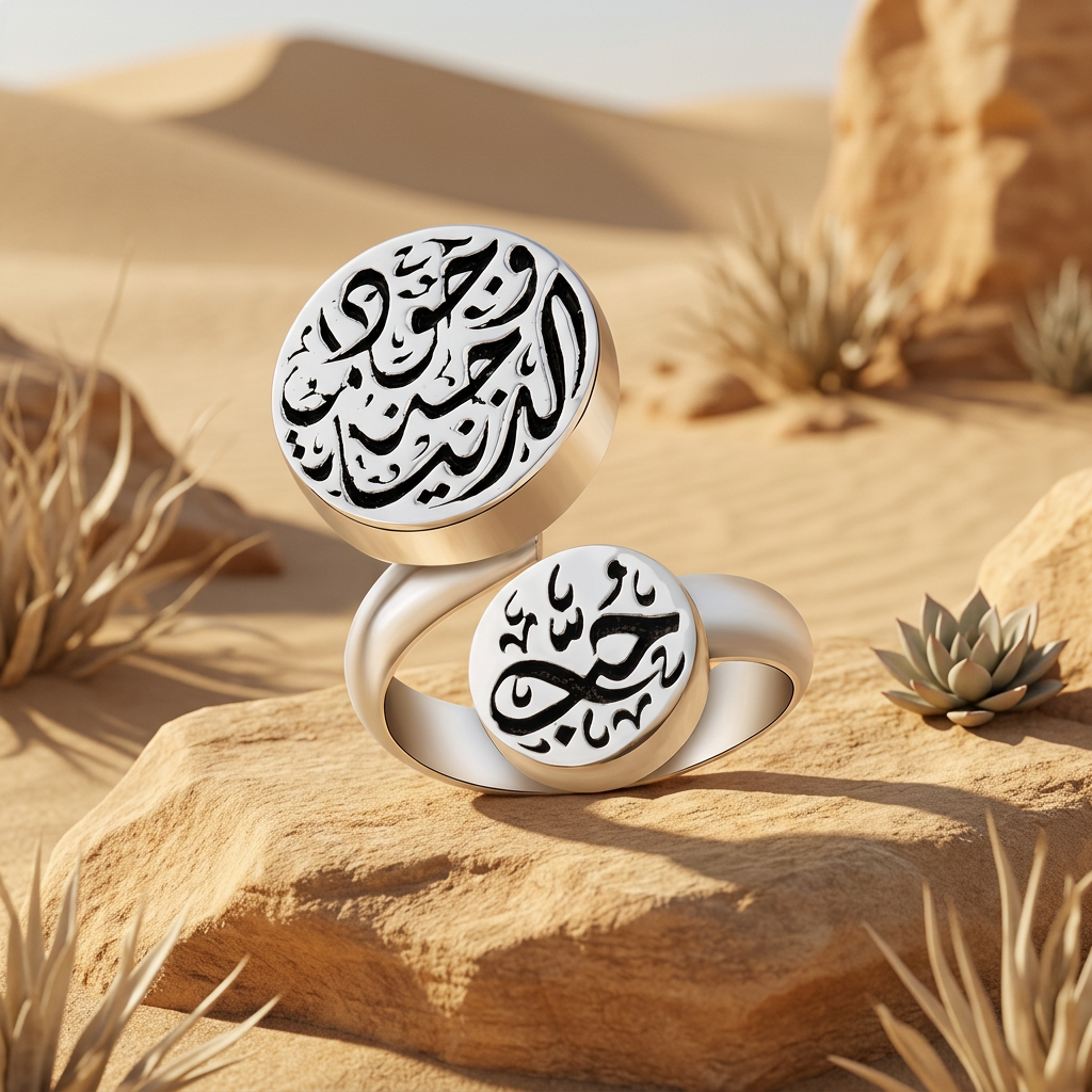Love and Heaven of Life Ring – 925 Sterling Silver with Arabic Calligraphy