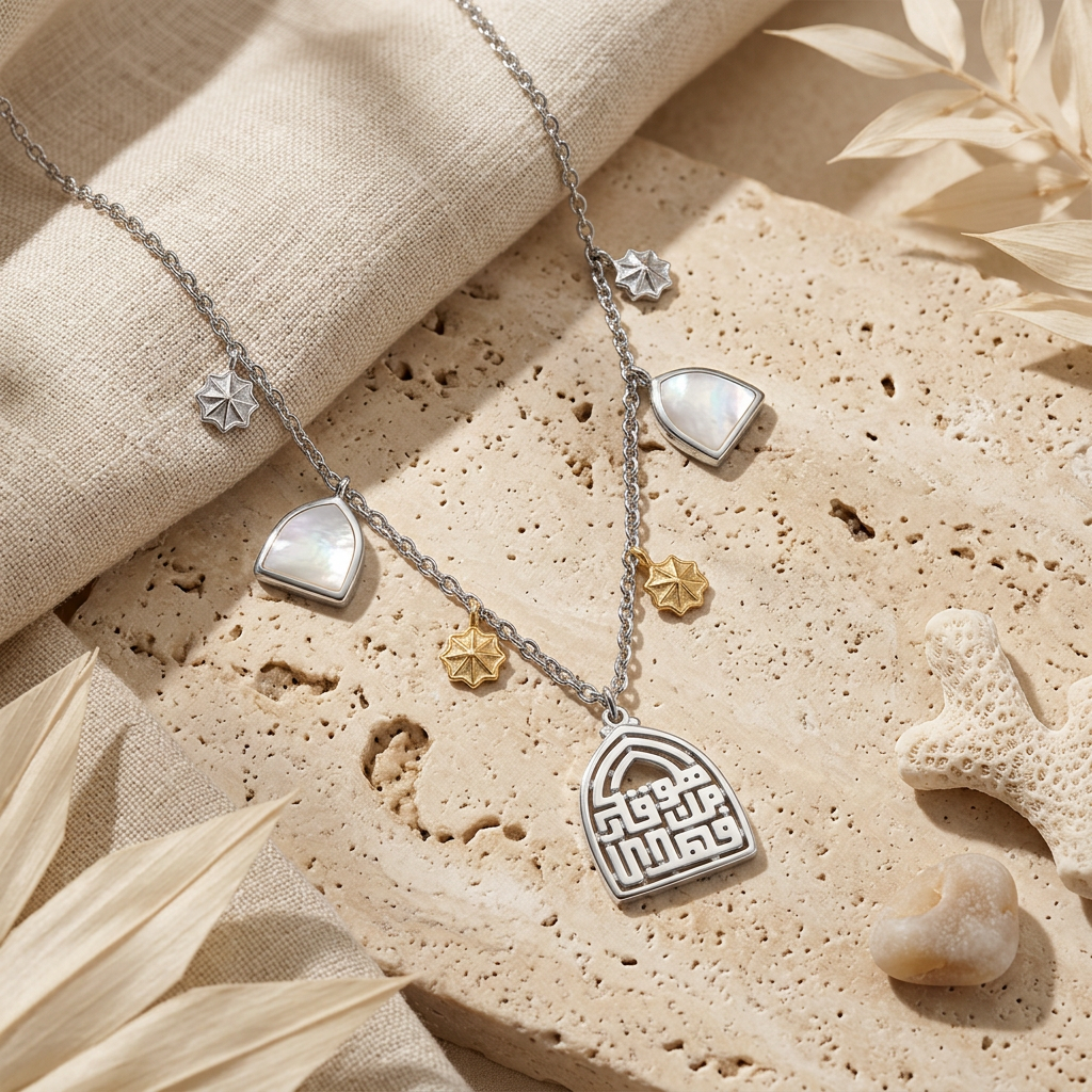 "He Ordained and Then Guided" 925 Silver Necklace with Mother of Pearl