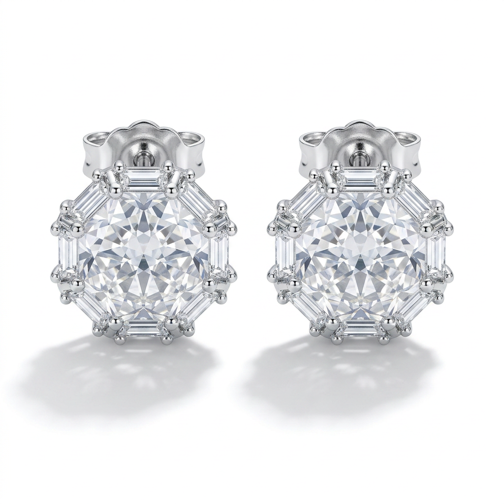 925 Silver Screw Back Earrings with a Shiny Round Stone