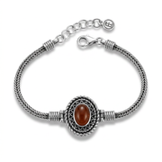925 Silver Bracelet with Oval Brown Agate Stone