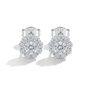 925 Silver Flower Design Zircon Earrings
